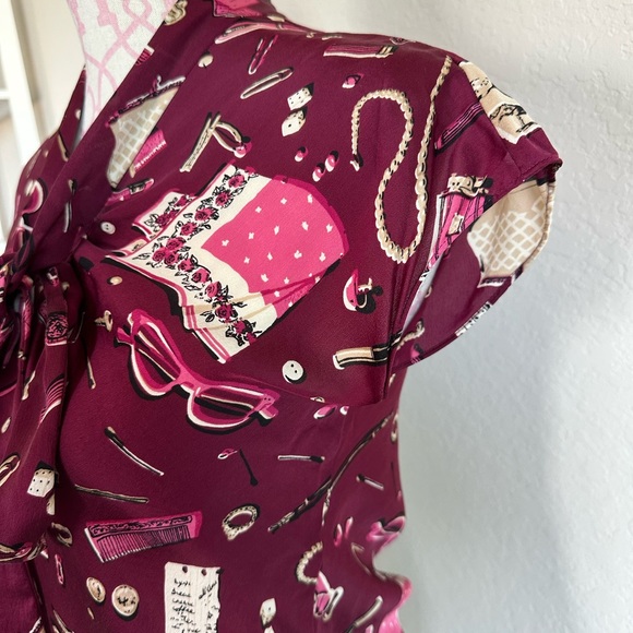 Talbots Raspberry Silk Blouse - Picture 4 of 5